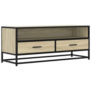 Dulap TV stejar sonoma, 100x34,5x40 cm, lemn prelucrat și metal - Img 2