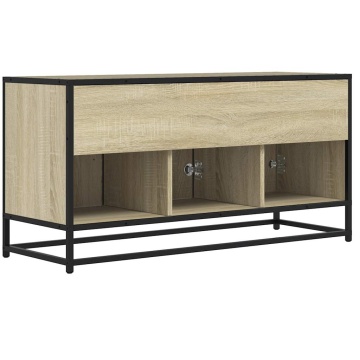 Dulap TV stejar sonoma, 100x35x50 cm lemn prelucrat și metal - Img 5