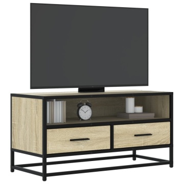 Dulap TV, stejar sonoma, 80x34,5x40 cm, lemn prelucrat și metal - Img 1