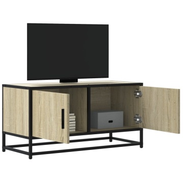 Dulap TV, stejar sonoma, 80x34,5x40 cm, lemn prelucrat și metal - Img 1