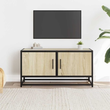 Dulap TV, stejar sonoma, 80x34,5x40 cm, lemn prelucrat și metal - Img 3