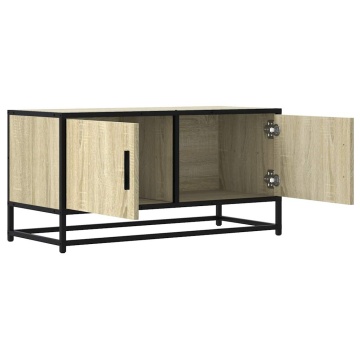 Dulap TV, stejar sonoma, 80x34,5x40 cm, lemn prelucrat și metal - Img 6