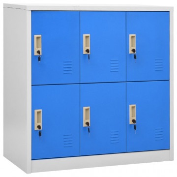 Dulap vestiar, gri deschis și albastru, 90x45x92,5 cm, oțel - Img 1