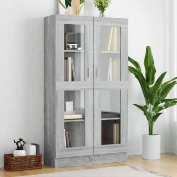 Dulap vitrină, gri sonoma, 82,5x30,5x150 cm, lemn prelucrat - Img 1