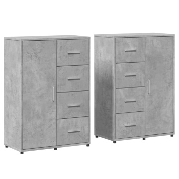 Dulapuri, 2 buc., gri beton, 60x31x84 cm, lemn prelucrat - Img 2