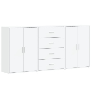 Dulapuri, 3 buc., alb, 60x31x84 cm, lemn prelucrat - Img 2
