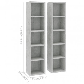 Dulapuri CD-uri, 2 buc., gri beton, 21 x 16 x 93,5 cm, PAL - Img 5