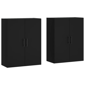Dulapuri cu montaj pe perete, 2 buc, negru, 69,5x34x90 cm - Img 2
