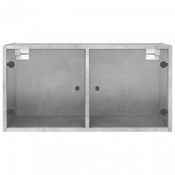 Dulapuri de perete cu uși sticlă 2 buc. gri beton 68,5x37x35 cm - Img 5