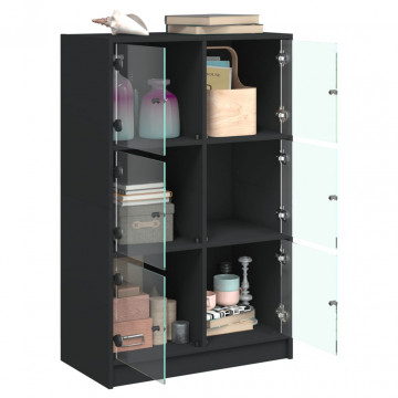 Dulapuri înalte cu uși, negru, 68x37x109 cm, lemn prelucrat - Img 4