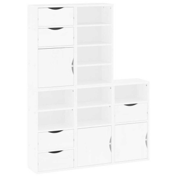 Dulapuri laterale 5 buc ODDA alb 40x24x79 cm lemn masiv de pin - Img 2