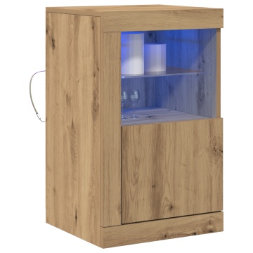 Dulapuri laterale cu lumini LED 2 buc Artisan Stejar 41x37x67 cm - Img 3
