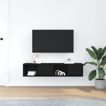 Dulapuri TV 2 buc stejar negru 60x31x25,5 cm lemn prelucrat - Img 3