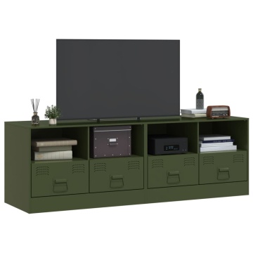 Dulapuri TV 2 buc., verde măslină, 67x39x44 cm Otel - Img 3