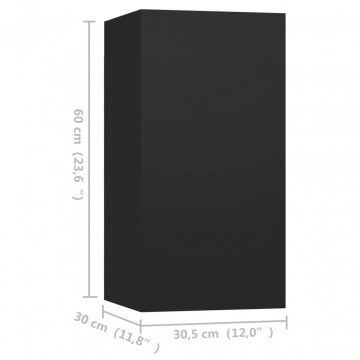 Dulapuri TV, 4 buc., negru, 30,5x30x60 cm, lemn prelucrat - Img 5