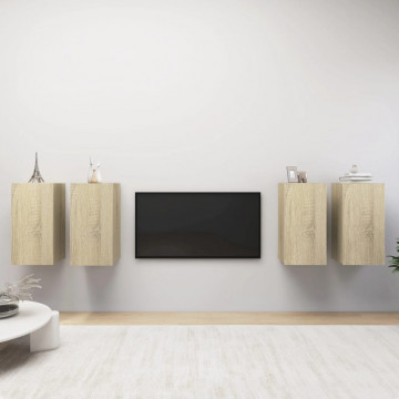 Dulapuri TV, 4 buc. stejar Sonoma 30,5x30x60 cm, lemn prelucrat - Img 1