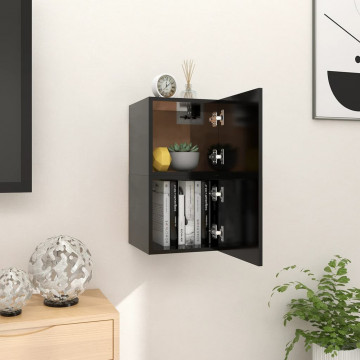 Dulapuri TV montaj pe perete, 2 buc., negru, 30,5x30x30 cm - Img 1