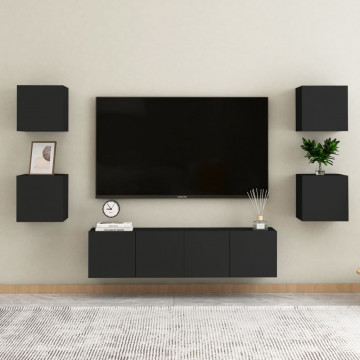 Dulapuri TV montaj pe perete, 2 buc., negru, 30,5x30x30 cm - Img 5