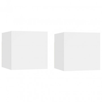 Dulapuri TV montate pe perete, 2 buc., alb, 30,5x30x30 cm - Img 2