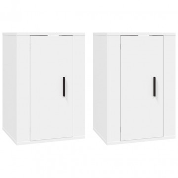 Dulapuri TV montate pe perete, 2 buc., alb, 40x34,5x60 cm - Img 2