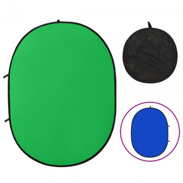 Ecran fundal studio foto 2-în-1 verde&albastru 200x150 cm oval - Img 1
