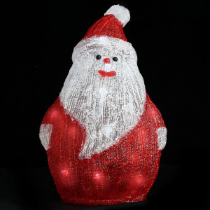 Figurină Moș Crăciun cu LED, 28 cm, acrilic, interior/exterior - Img 3
