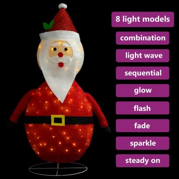 Figurină Moș Crăciun decorativă cu LED, 90 cm, țesătură lux - Img 4