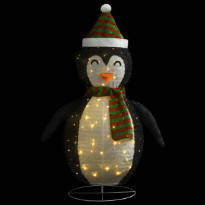 Figurină pinguin decorativ zăpadă Crăciun LED textil lux 120cm - Img 2