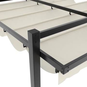 Foișor de grădină acoperiș retractabil crem 3x3 m aluminiu - Img 6