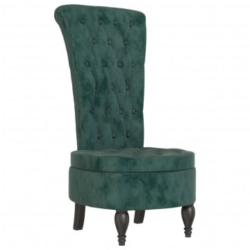 Fotoliu cu spătar înalt verde închis catifea design cu nasturi - Img 2