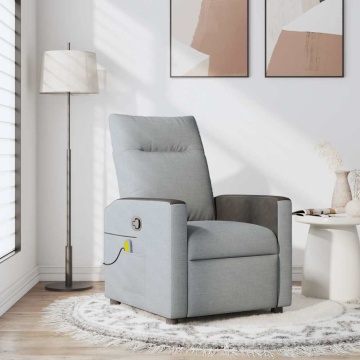 Fotoliu de masaj rabatabil, gri deschis, textil - Img 1