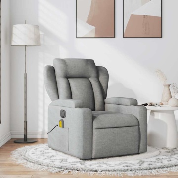 Fotoliu de masaj rabatabil, gri deschis, textil - Img 1
