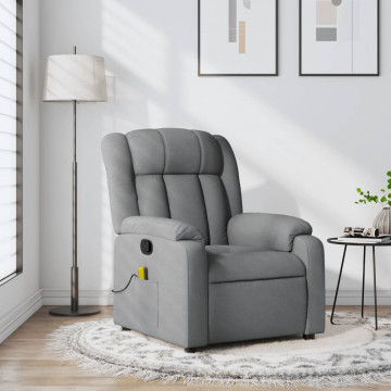 Fotoliu de masaj rabatabil, gri deschis, textil - Img 1