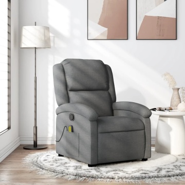 Fotoliu de masaj rabatabil, gri închis, material textil - Img 1