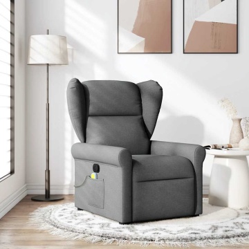 Fotoliu de masaj rabatabil, gri închis, material textil - Img 1