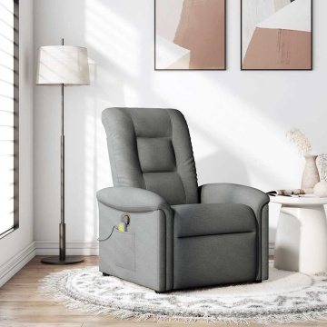 Fotoliu de masaj rabatabil, gri închis, material textil - Img 1
