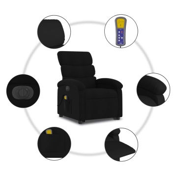 Fotoliu electric de masaj rabatabil cu ridicare, negru, textil - Img 6