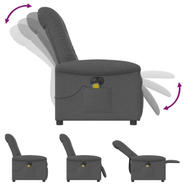 Fotoliu electric de masaj rabatabil, gri închis, textil - Img 7