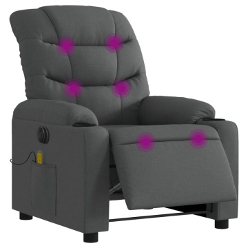 Fotoliu electric de masaj rabatabil, gri închis, textil - Img 3