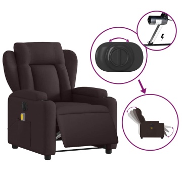 Fotoliu electric de masaj rabatabil, maro închis, textil - Img 5