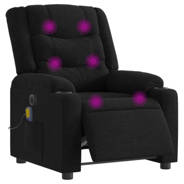 Fotoliu electric de masaj rabatabil, negru, textil - Img 3