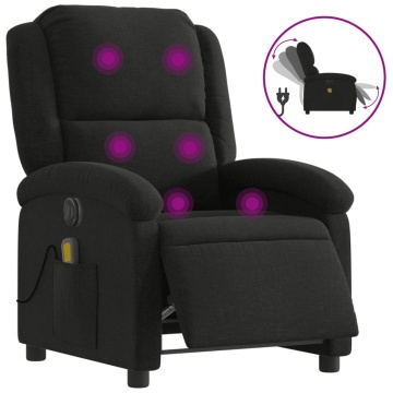 Fotoliu electric de masaj rabatabil, negru, textil - Img 2