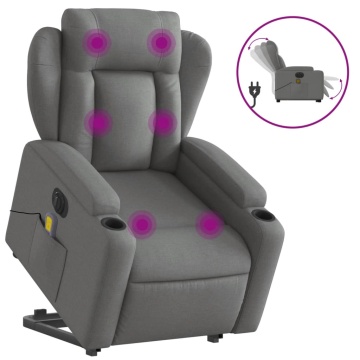 Fotoliu electric masaj rabatabil cu ridicare, gri închis textil - Img 2
