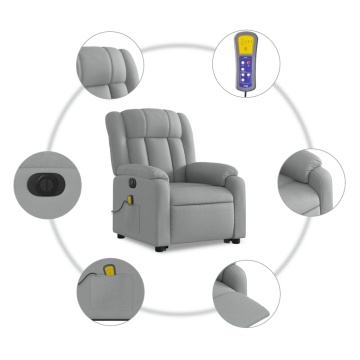Fotoliu electric masaj rabatabil cu ridicare, gri închis textil - Img 7