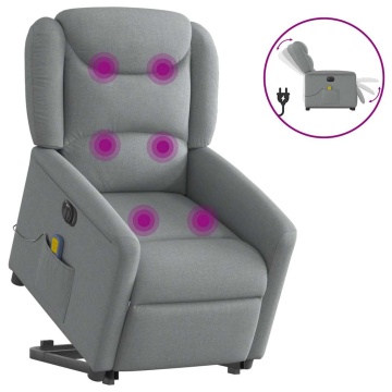 Fotoliu electric masaj rabatabil cu ridicare, gri închis textil - Img 1