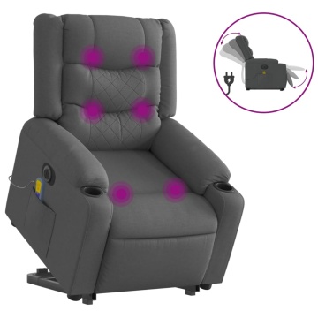 Fotoliu electric masaj rabatabil cu ridicare, gri închis textil - Img 2