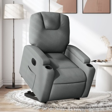 Fotoliu electric rabatabil cu ridicare, gri închis, textil - Img 1