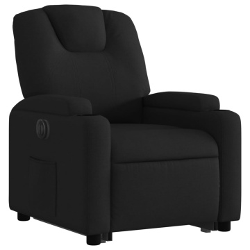 Fotoliu electric rabatabil cu ridicare, negru, textil - Img 4