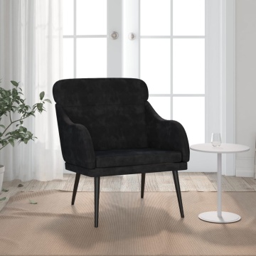Fotoliu, negru, 63x76x80 cm, catifea - Img 1