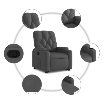 Fotoliu rabatabil cu ridicare pe verticală, gri închis, textil - Img 7